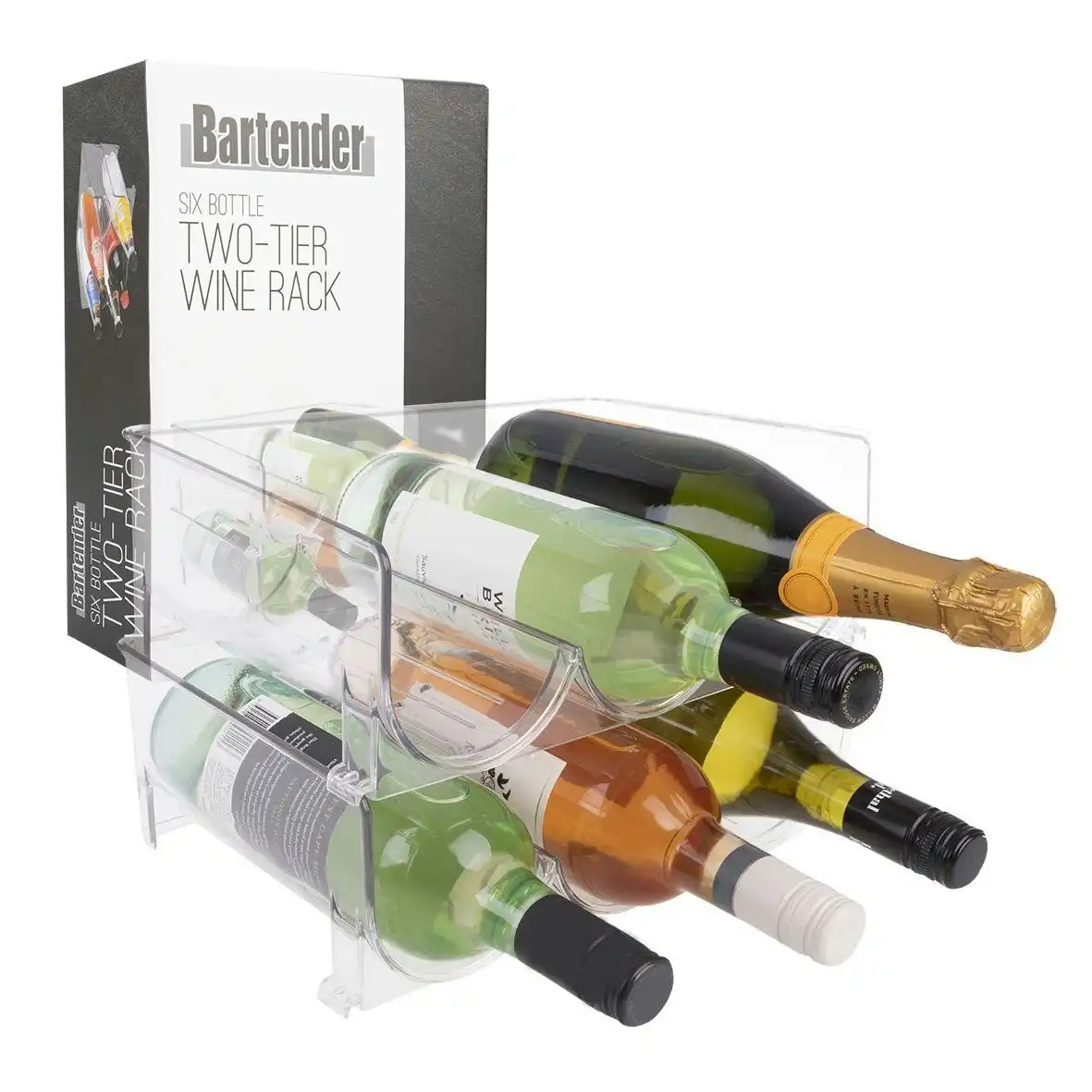 Bartender 6 Bottle 2 Tier Clear Wine Rack