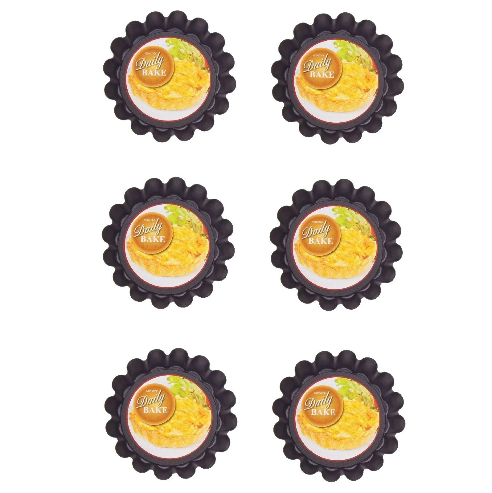 Daily Bake 12cm x 3cm NON STICK MINI QUICHE PAN - SET OF 6