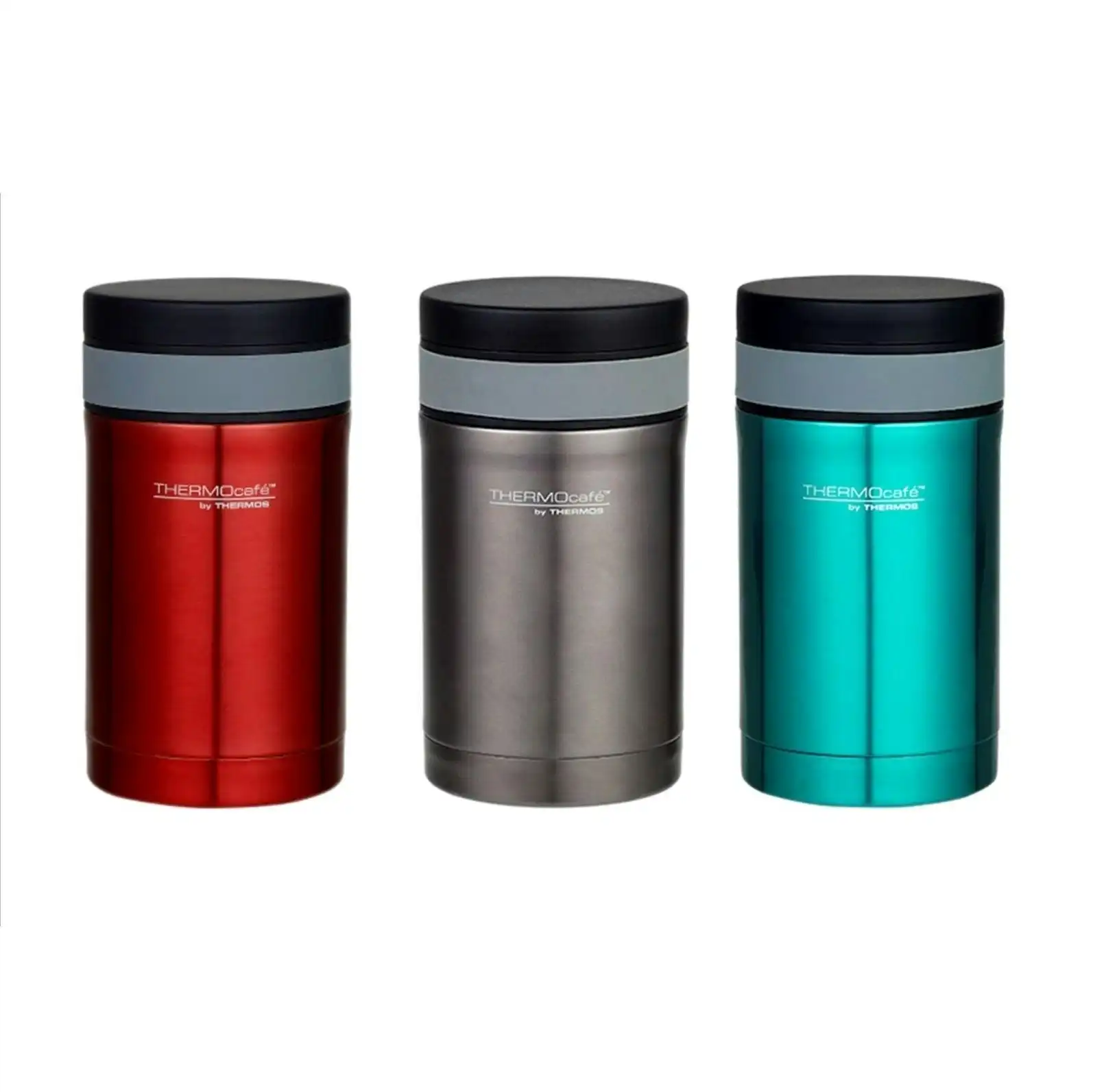 Thermos THERMOCAFE 500ml FOOD JAR WITH SPOON - TEAL, SMOKE OR RED