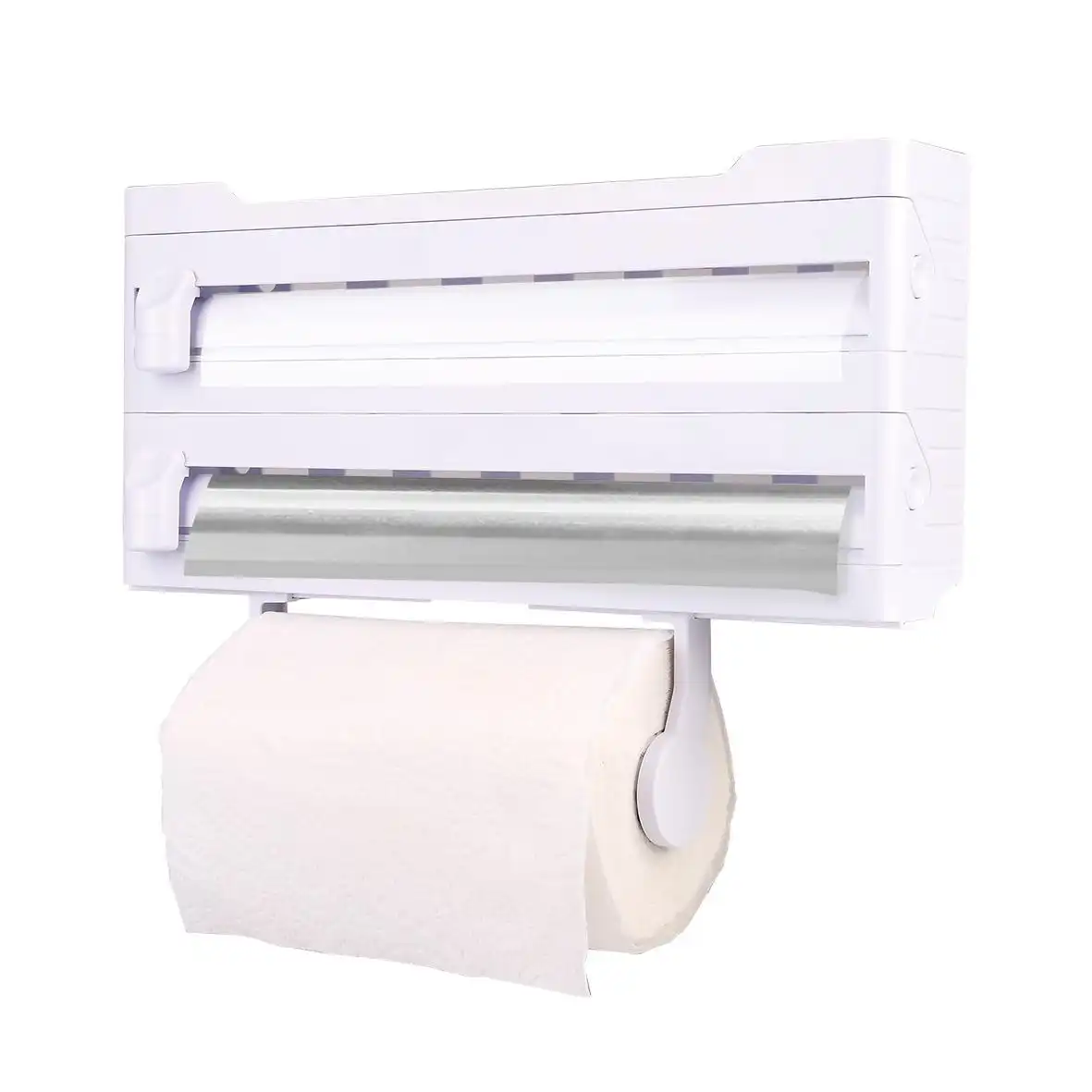 Leifheit Wall Mount Paper Towel Holder with Spice Rack - White