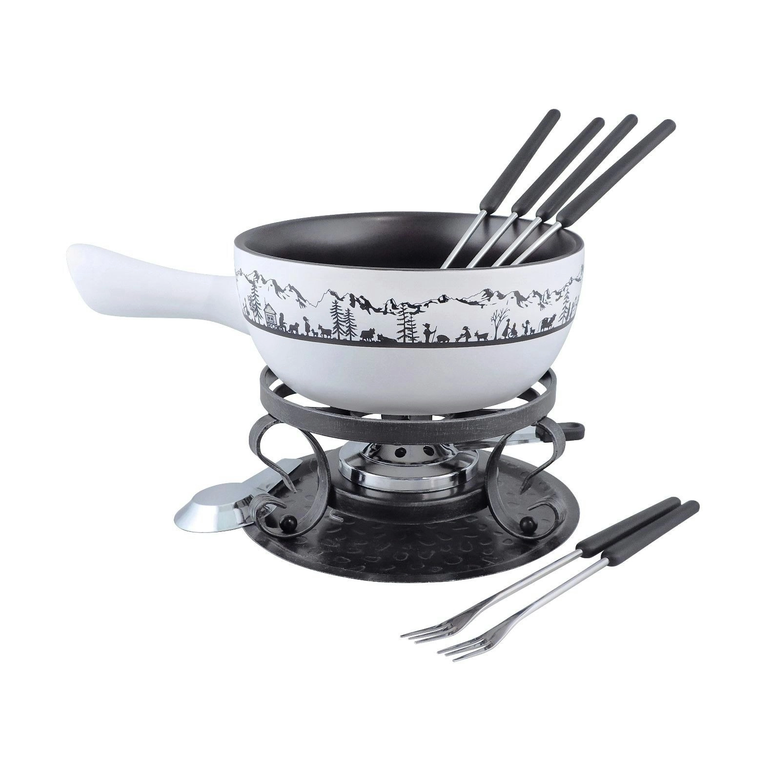 Swissmar Heidi 9 Piece Ceramic Cheese Fondue Set