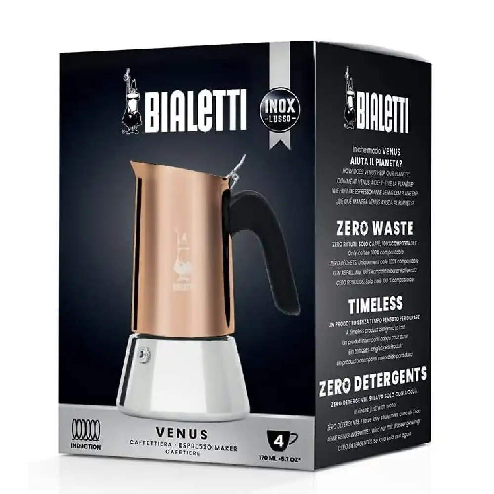 Bialetti Venus 4 Cup Stainless Steel Espresso Maker   Copper