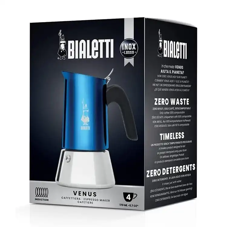 Bialetti Venus 4 Cup Stainless Steel Espresso Maker   Blue