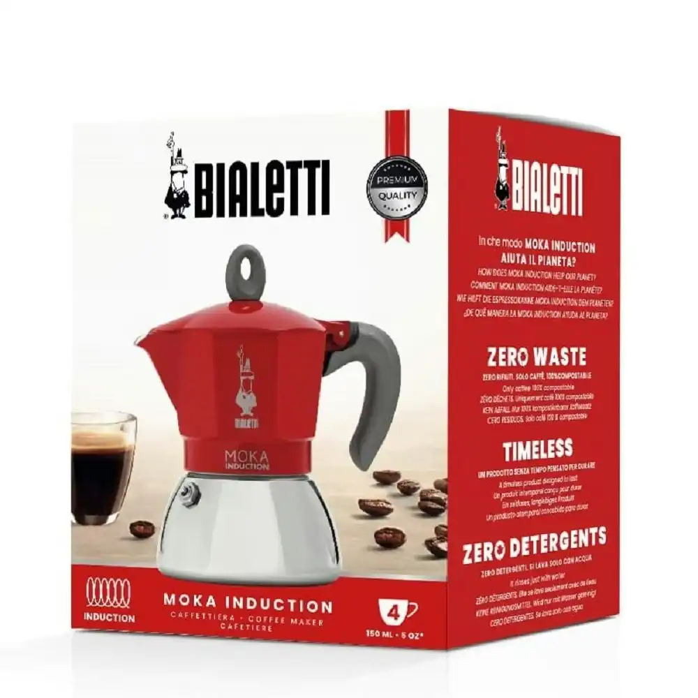 Bialetti Moka 4 Cup Induction Espresso Maker   Red