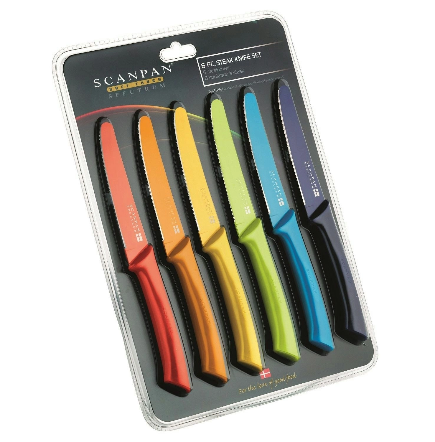 Scanpan Soft Touch Spectrum 6 Piece Steak Knives   Coloured