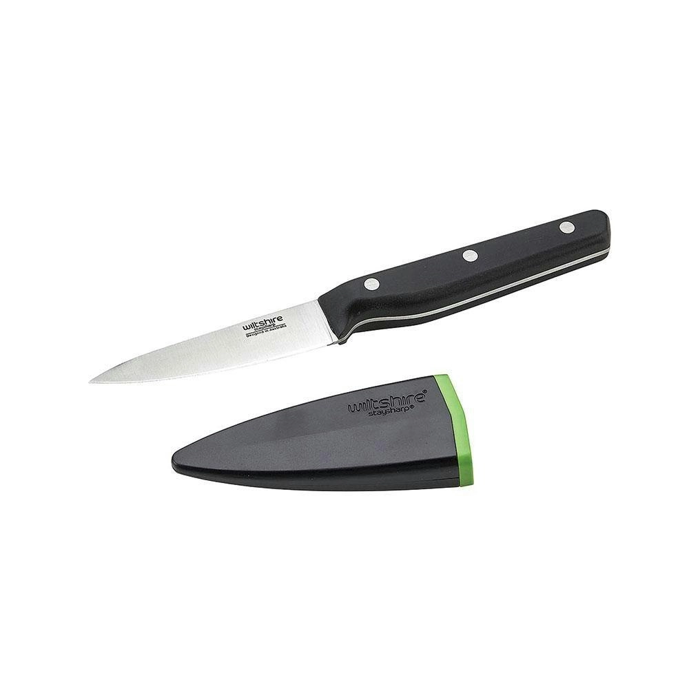 Wiltshire STAYSHARP NEW LOOK 9cm TRIPLE RIVET PARING KNIFE WITH SHARPENER