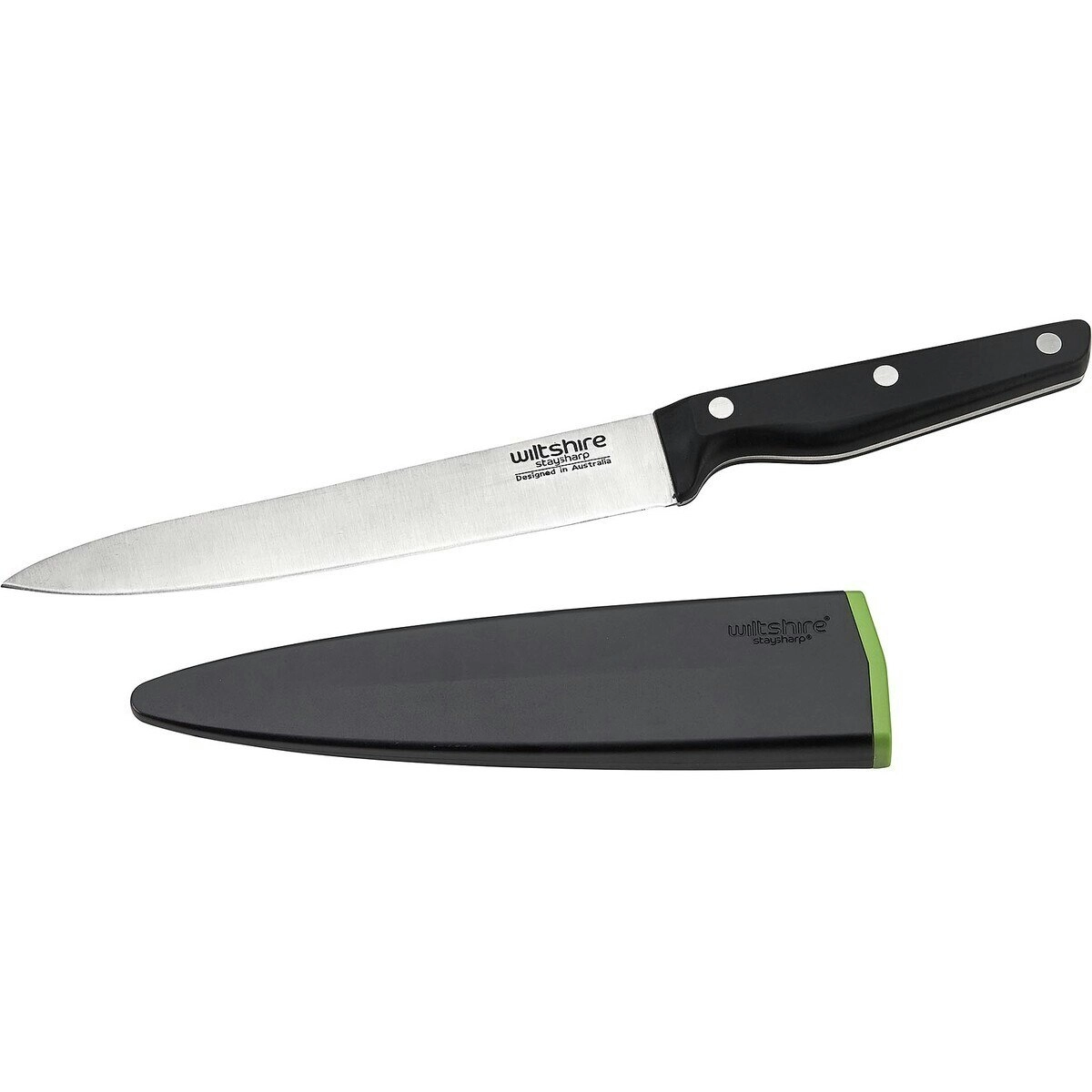 Wiltshire STAYSHARP NEW LOOK 20cm TRIPLE RIVET CARVING KNIFE WITH SHARPENER