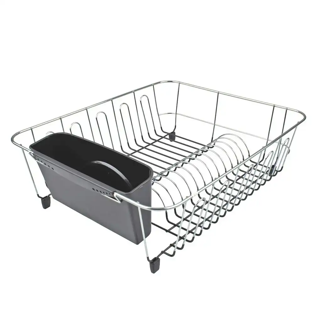 Dline Large Chrome Dish Rack With Caddy