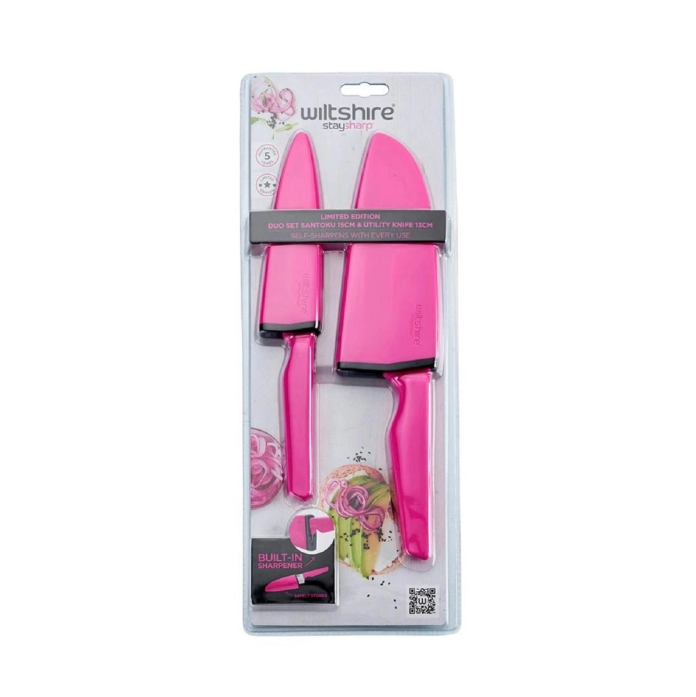 Wiltshire Staysharp Pink Duo Set Santoku & Utility Knife