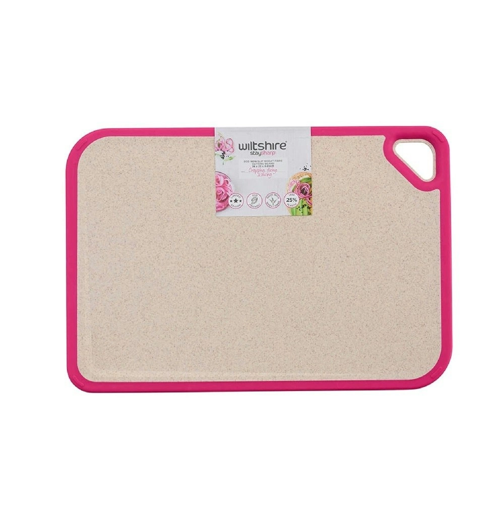 Wiltshire STAYSHARP PINK ECO NON-SLIP WHEAT FIBRE CHOPPING BOARD 36 x 25cm