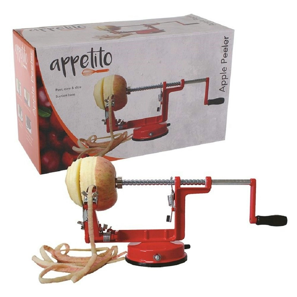 Appetito Red Apple Peeler And Corer With Suction Base