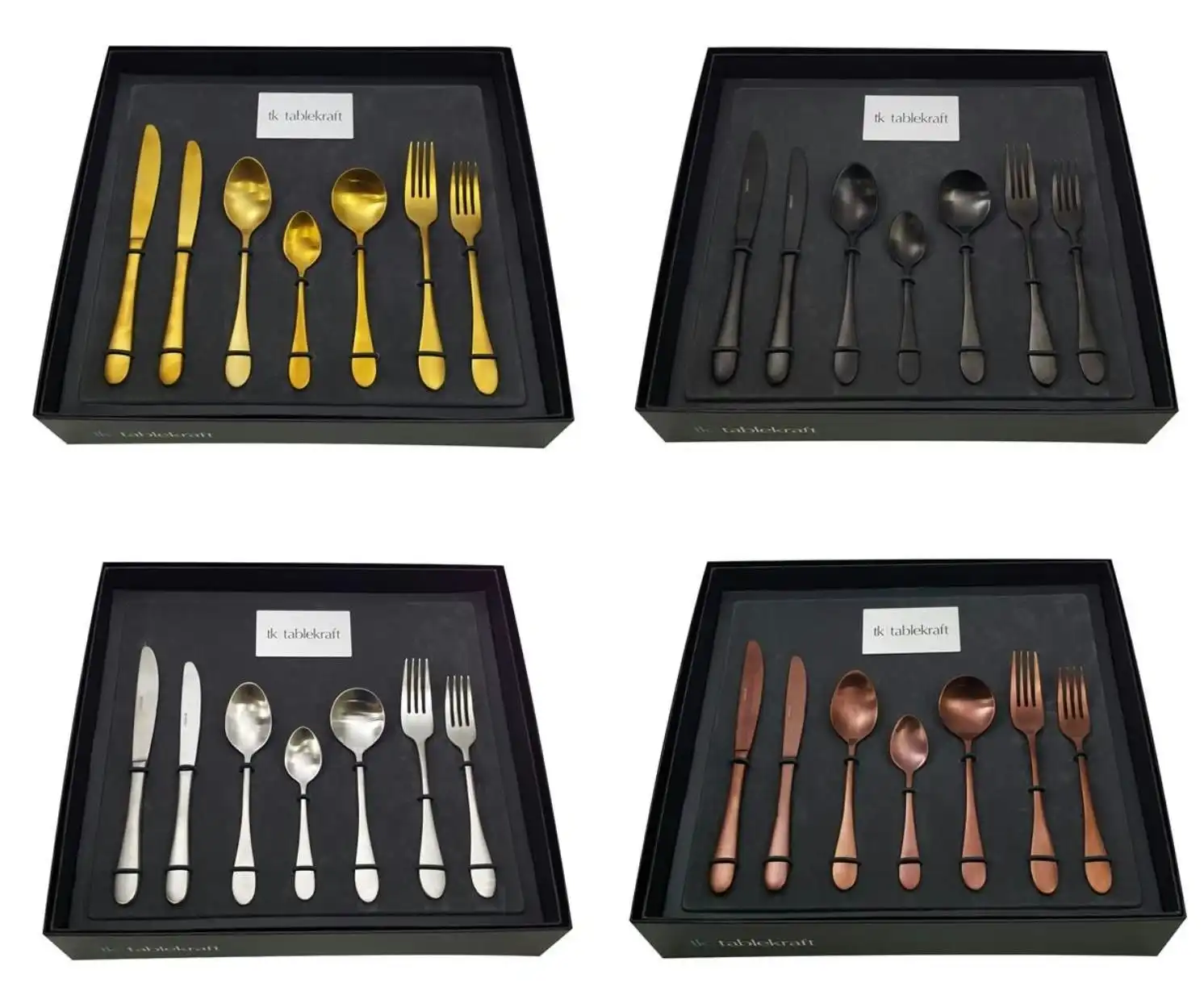 Soho Cutlery 56 Piece Boxed Set   Rose, Gold, Black Or Matt