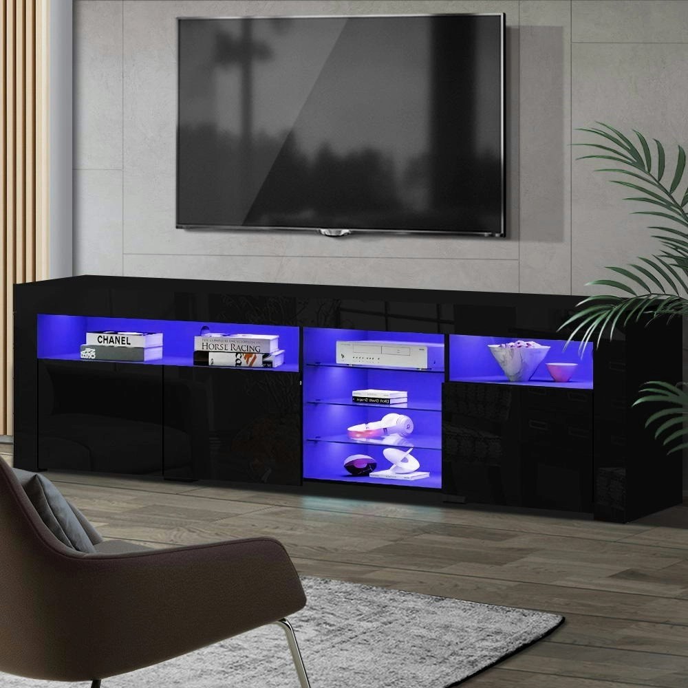 Artiss Entertainment Unit TV Cabinet LED 180cm Black Bobi