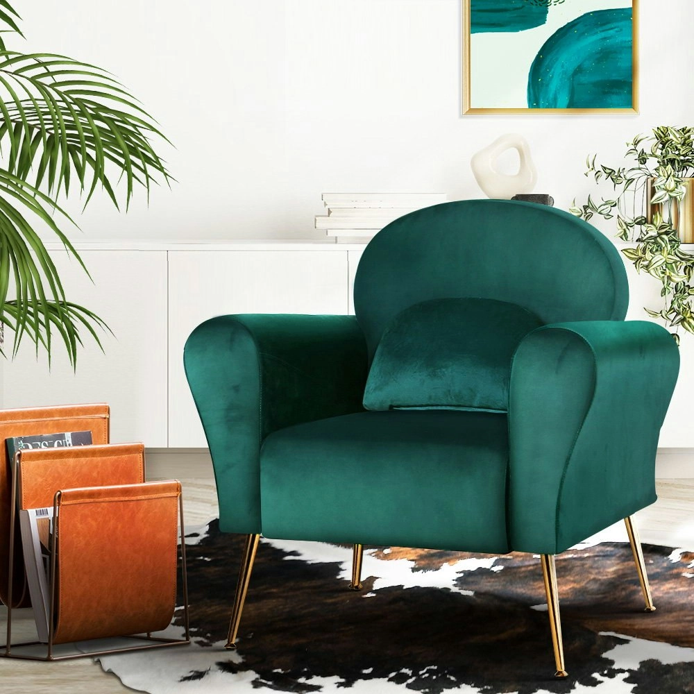 Artiss Armchair Green Velvet Caroline