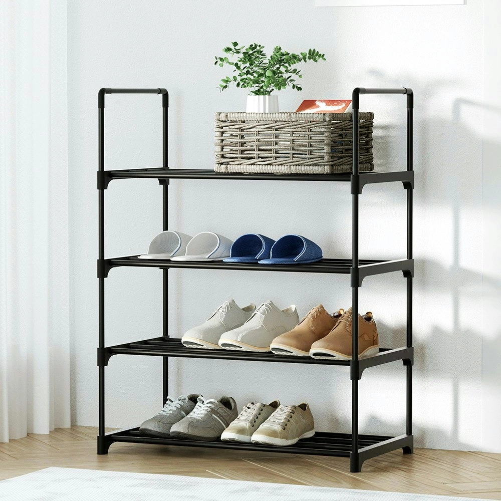 Artiss Shoe Rack 4-tier 12 Pairs Stackable Black