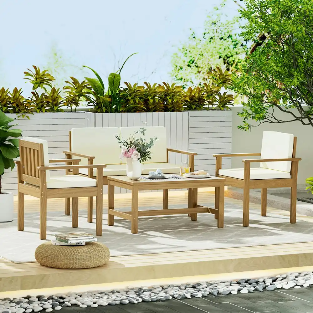 Gardeon 4-Piece Outdoor Sofa Set Wooden Couch Lounge Setting