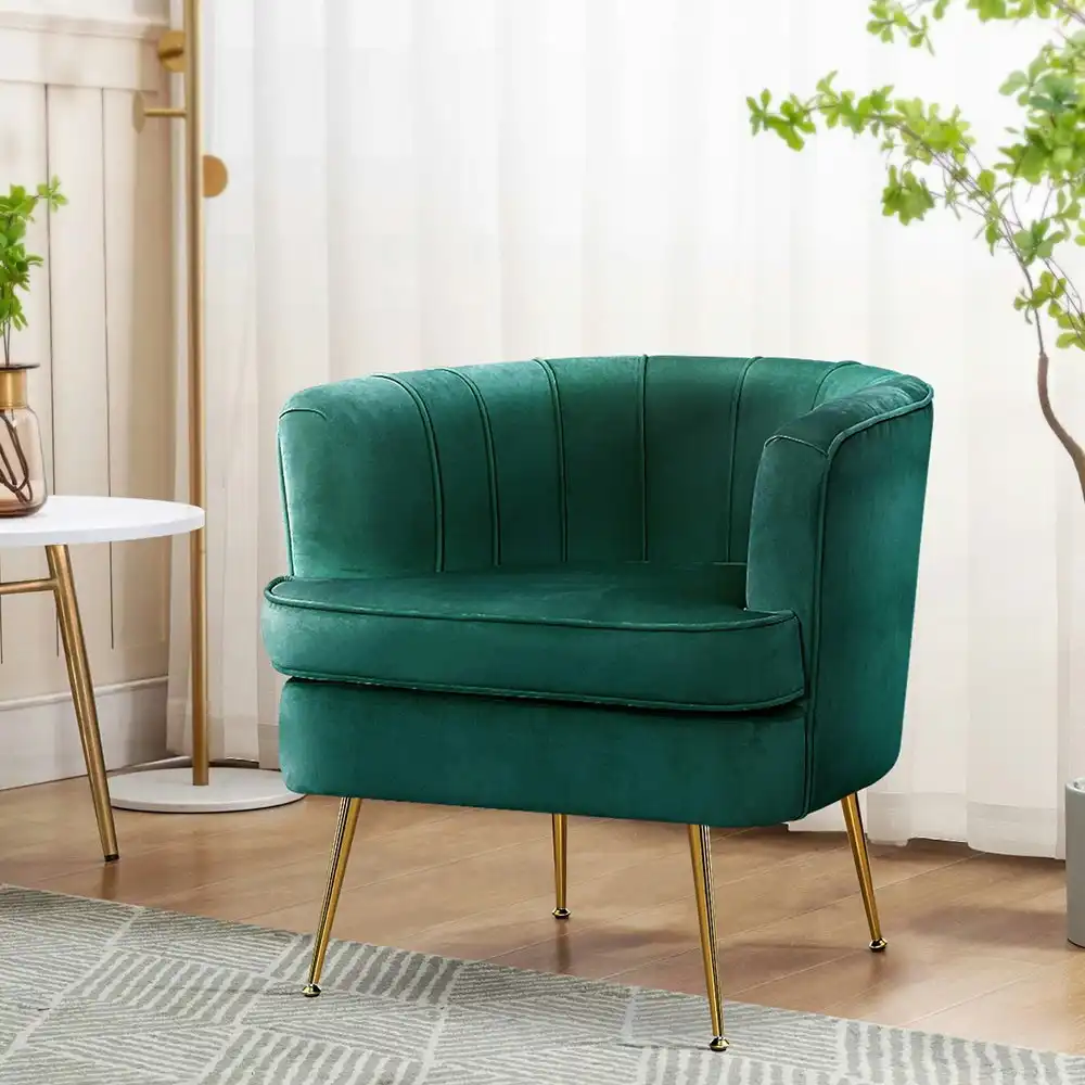 Artiss Armchair Velvet Green Norvia