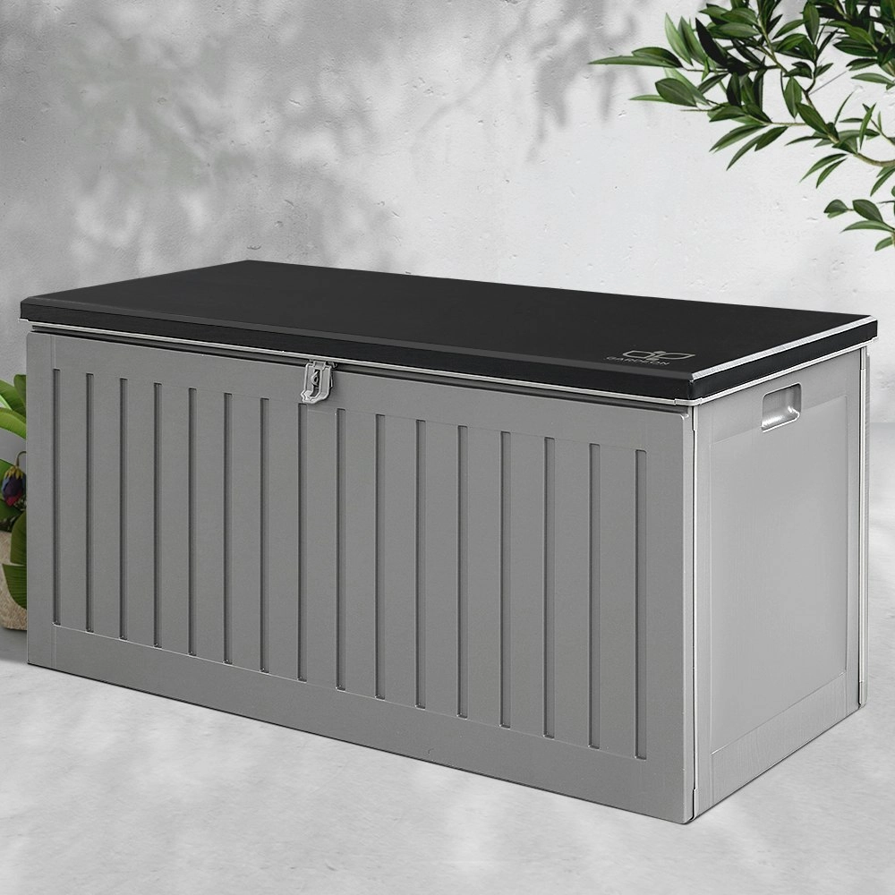 Gardeon Outdoor Storage Box 270L Container Lockable Garden Bench Tool Shed Grey