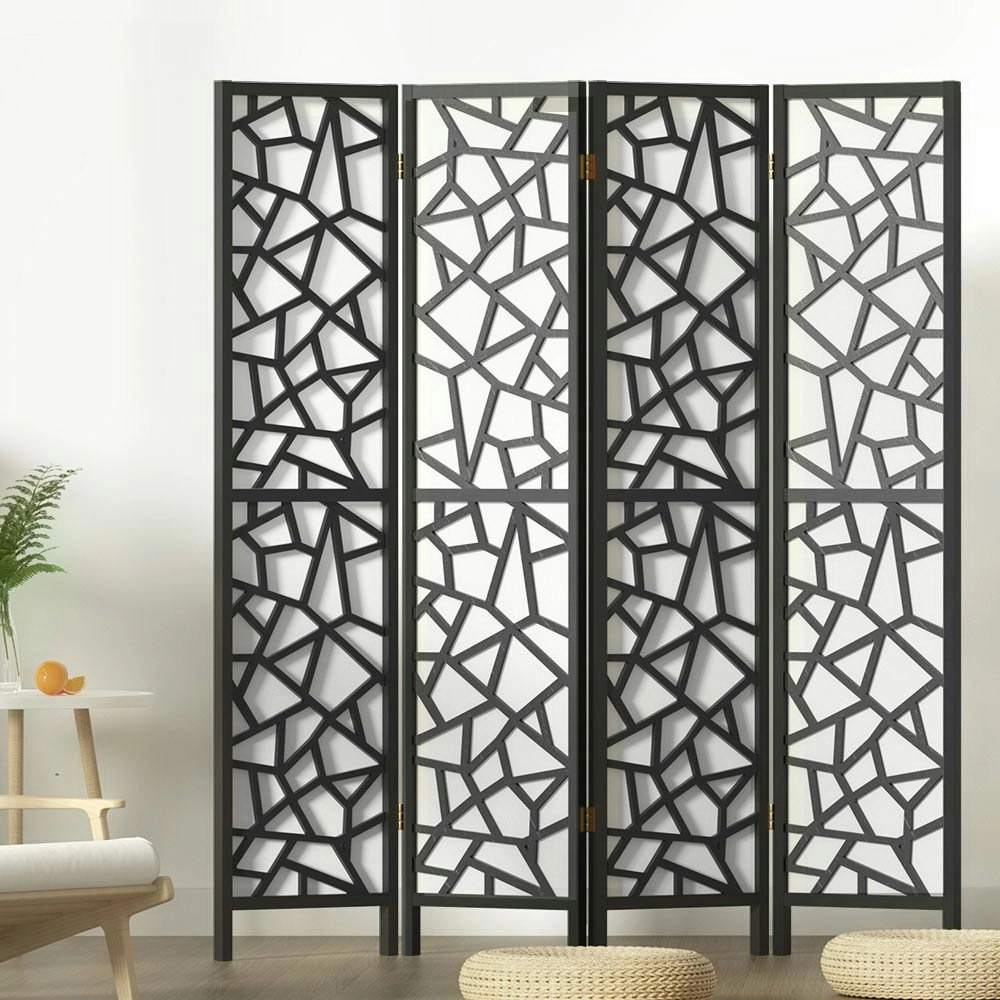 Artiss 4 Panel Room Divider Screen 162x170cm Clover Black