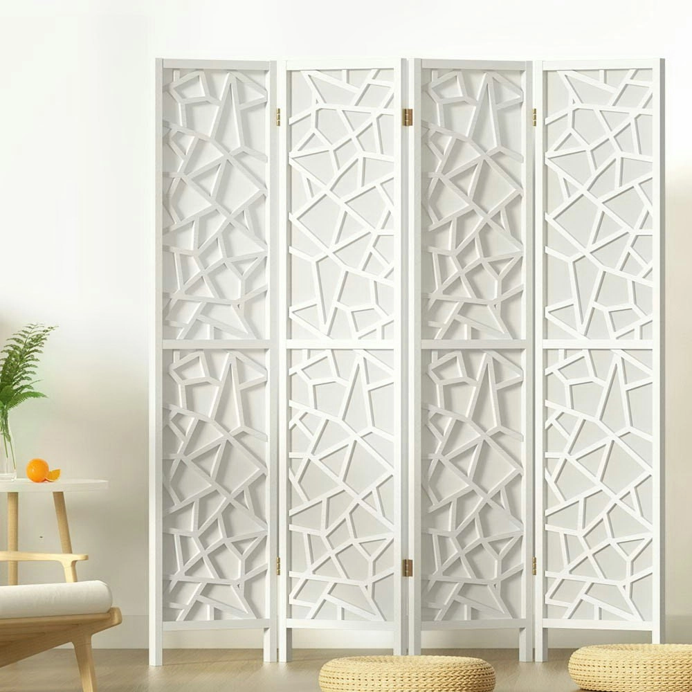 Artiss 4 Panel Room Divider Screen 162x170cm Clover White