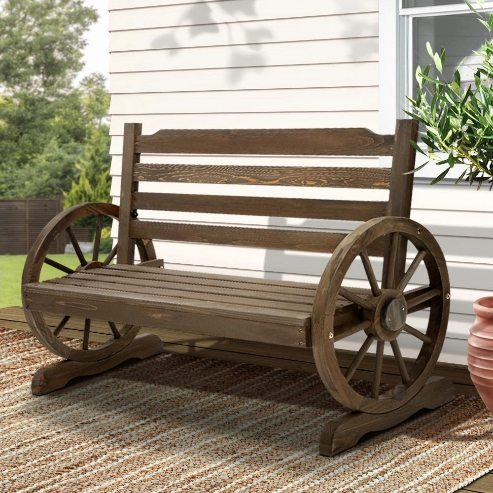 Gardeon Outdoor Garden Bench Wooden 2 Seat Wagon Chair Patio Furniture Teak