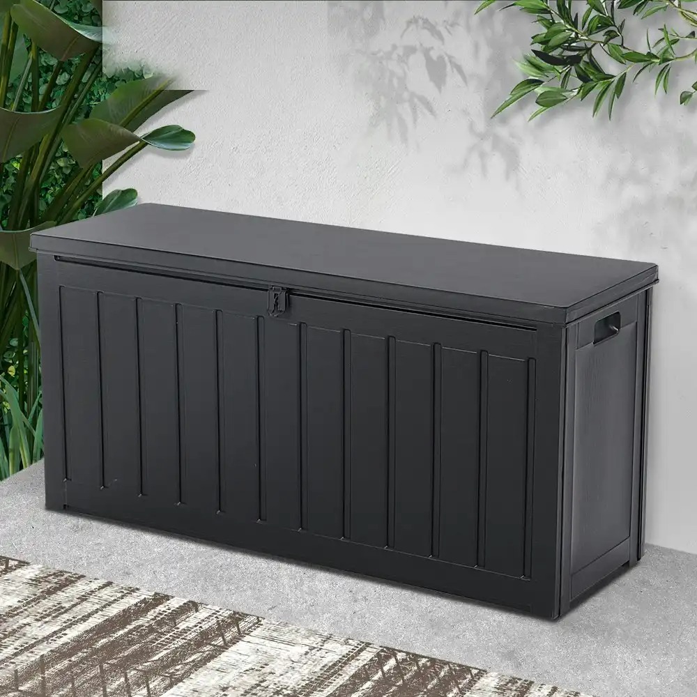 Gardeon Outdoor Storage Box 240L Container Lockable Garden Bench Tool Shed Black