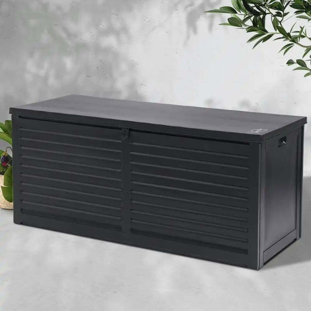 Gardeon Outdoor Storage Box 490L Container Lockable Garden Bench Shed Tools Toy All Black