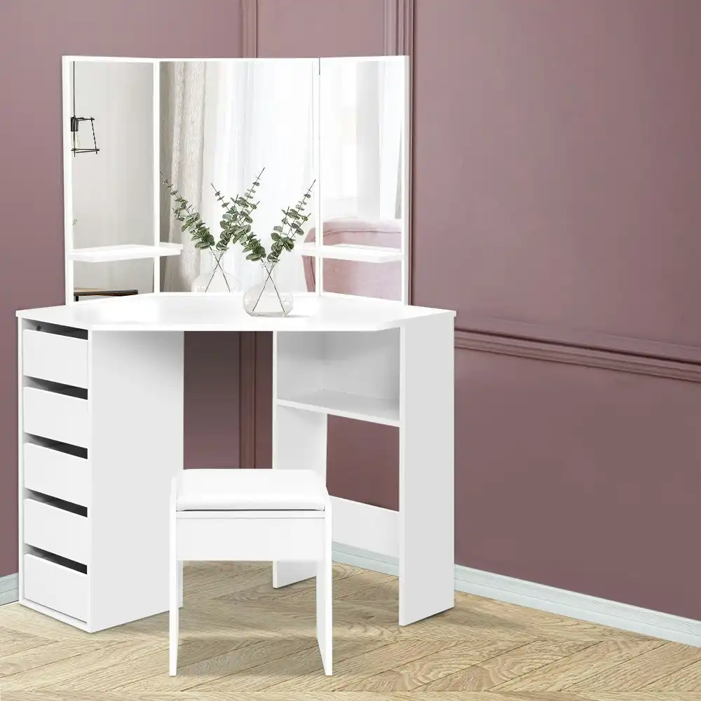 Rxicdeo Corner Vanity Desk with Mirror, Tri Fold India | Ubuy