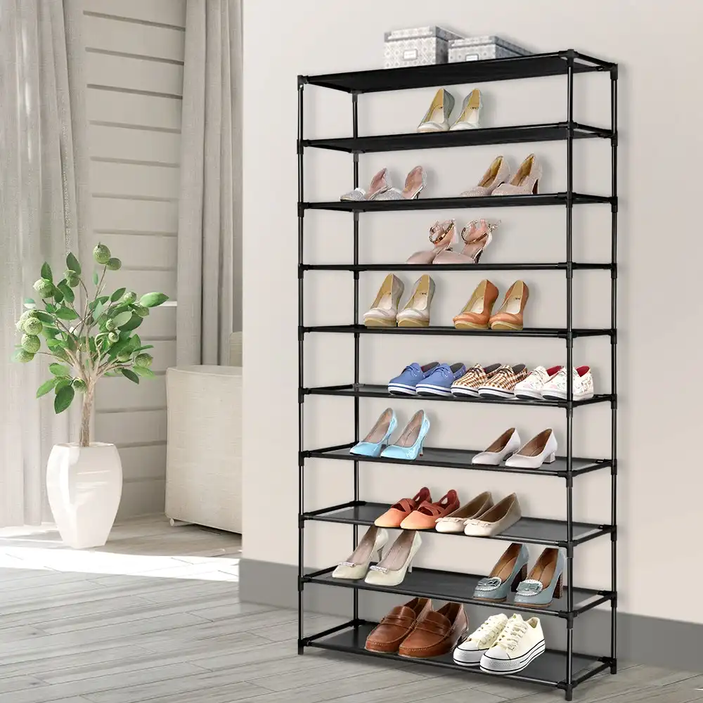 Artiss Shoe Rack Stackable 4 Tiers 80cm Shoes Shelves Storage Stand Black