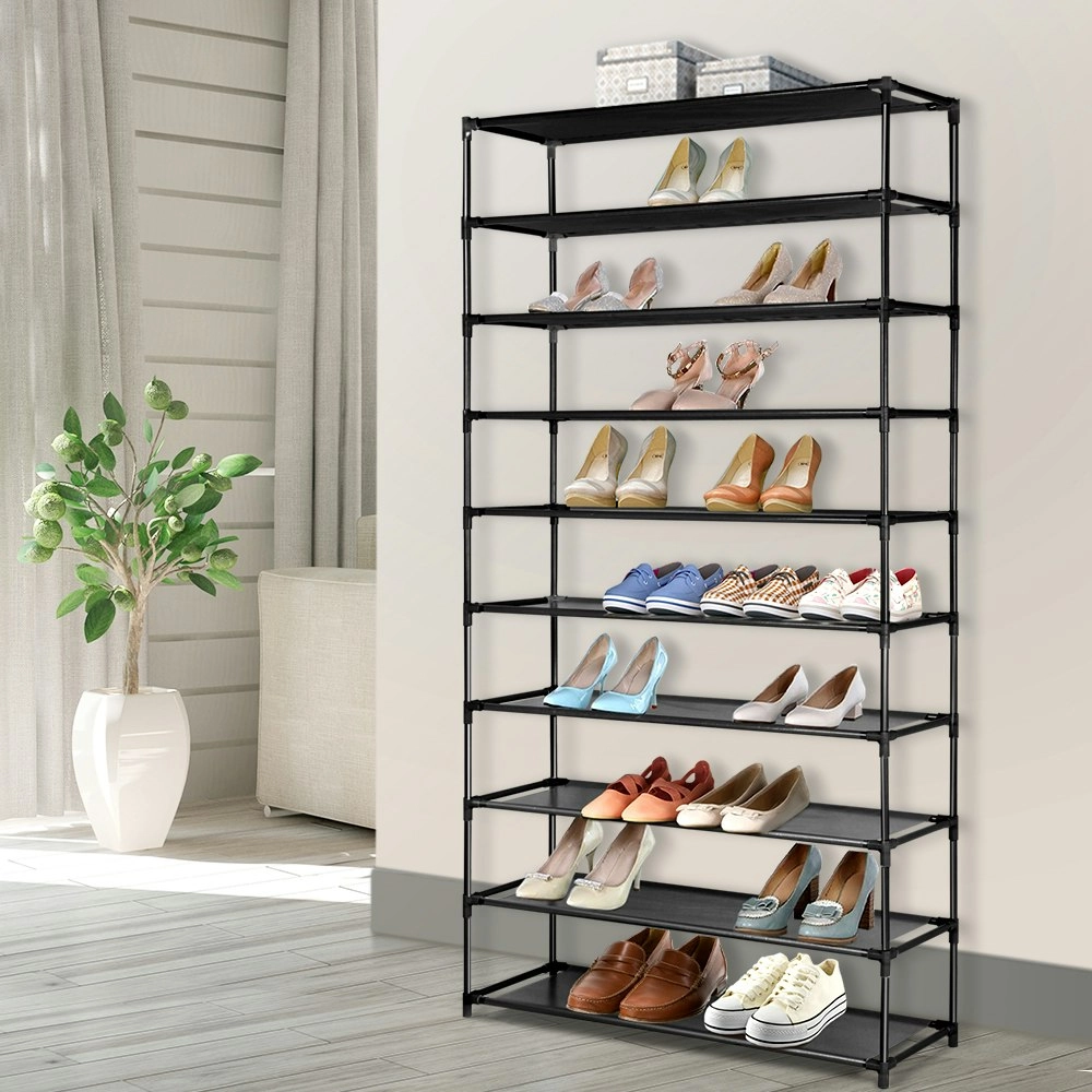 Artiss 10-Tier Shoe Rack Stackable 50 Pairs Black