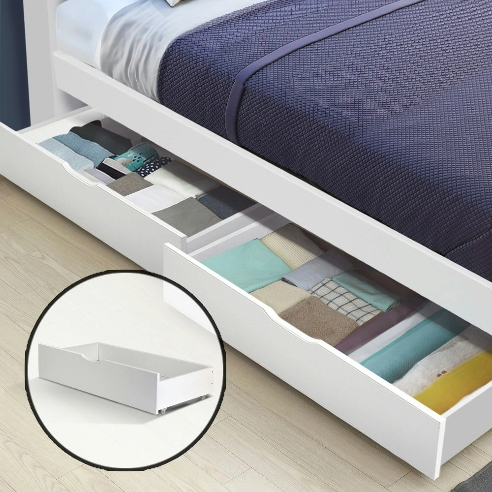 Artiss 2x Bed Frame Storage Drawers Trundle White