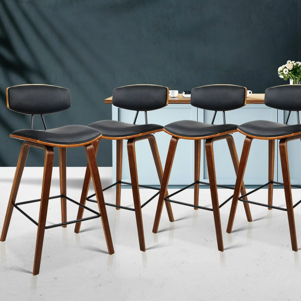 Artiss 4x Bar Stools Leather Padded w/Backrest