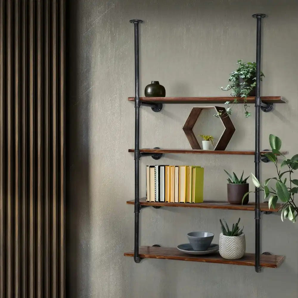 Artiss Bookshelf DIY Pipe Shelf 4 Tiers - INGE