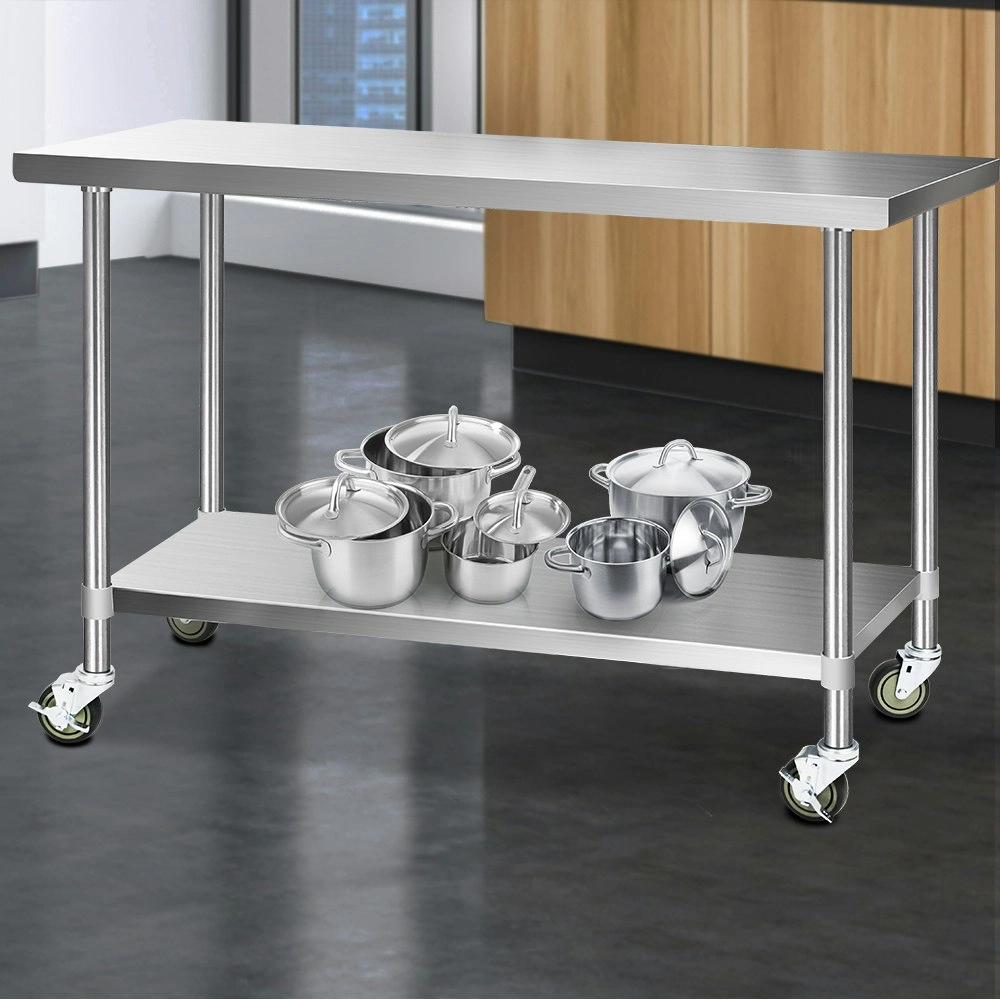 Cefito 1524x610mm Stainless Steel Kitchen Bench with Wheels 304