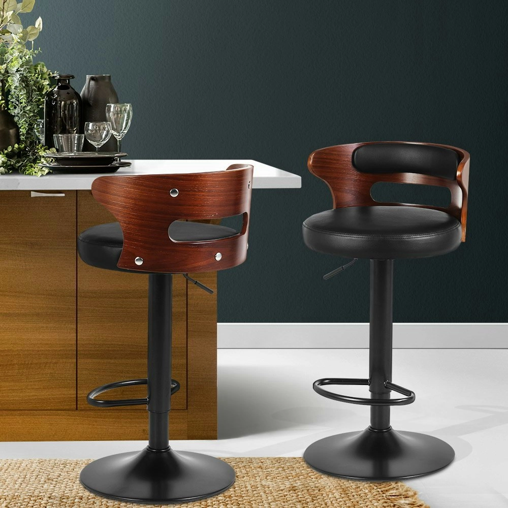 Artiss 2x Bar Stools Gas Lift Faux Leather