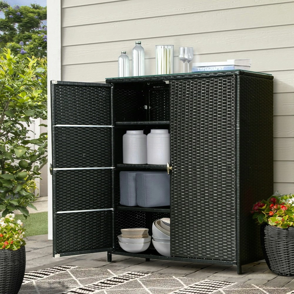 Gardeon Outdoor Storage Cabinet Box Garage Wicker Shelf Chest Garden Shed Tools