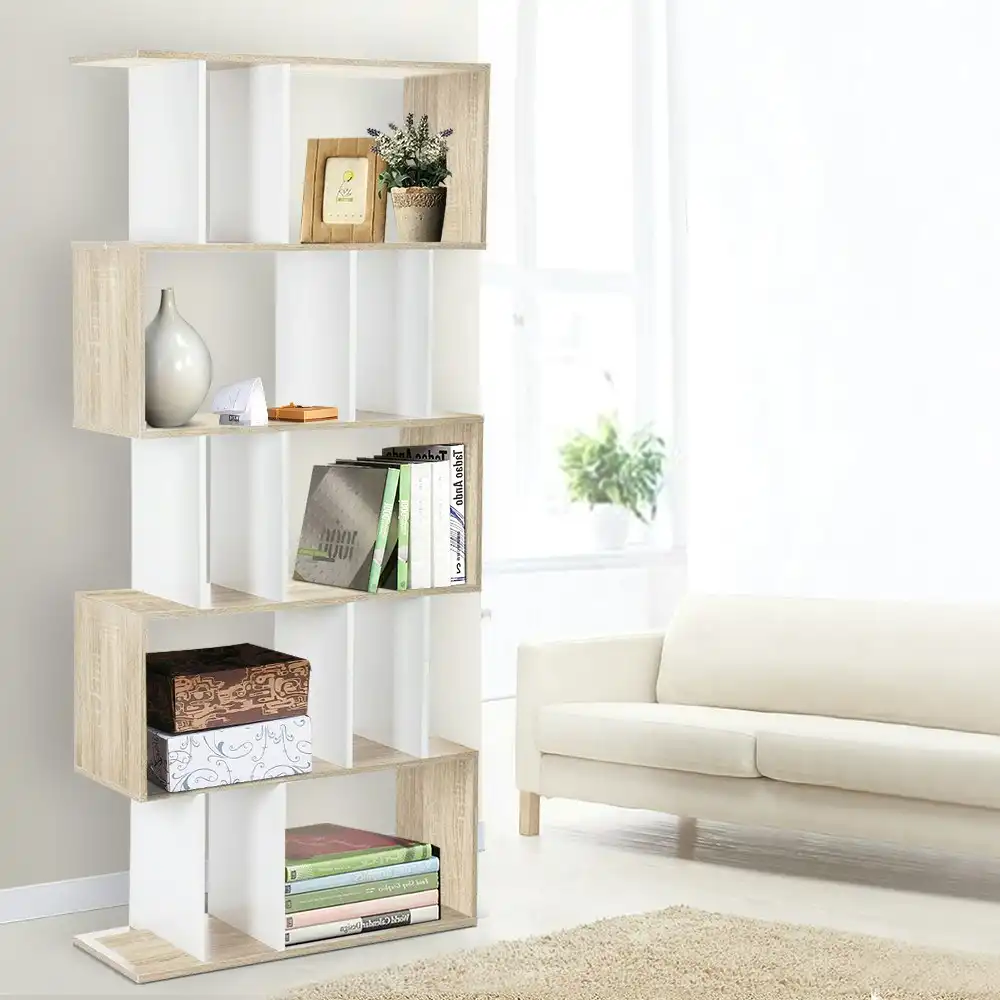 Artiss Bookshelf 5 Tiers - RITA White and Oak