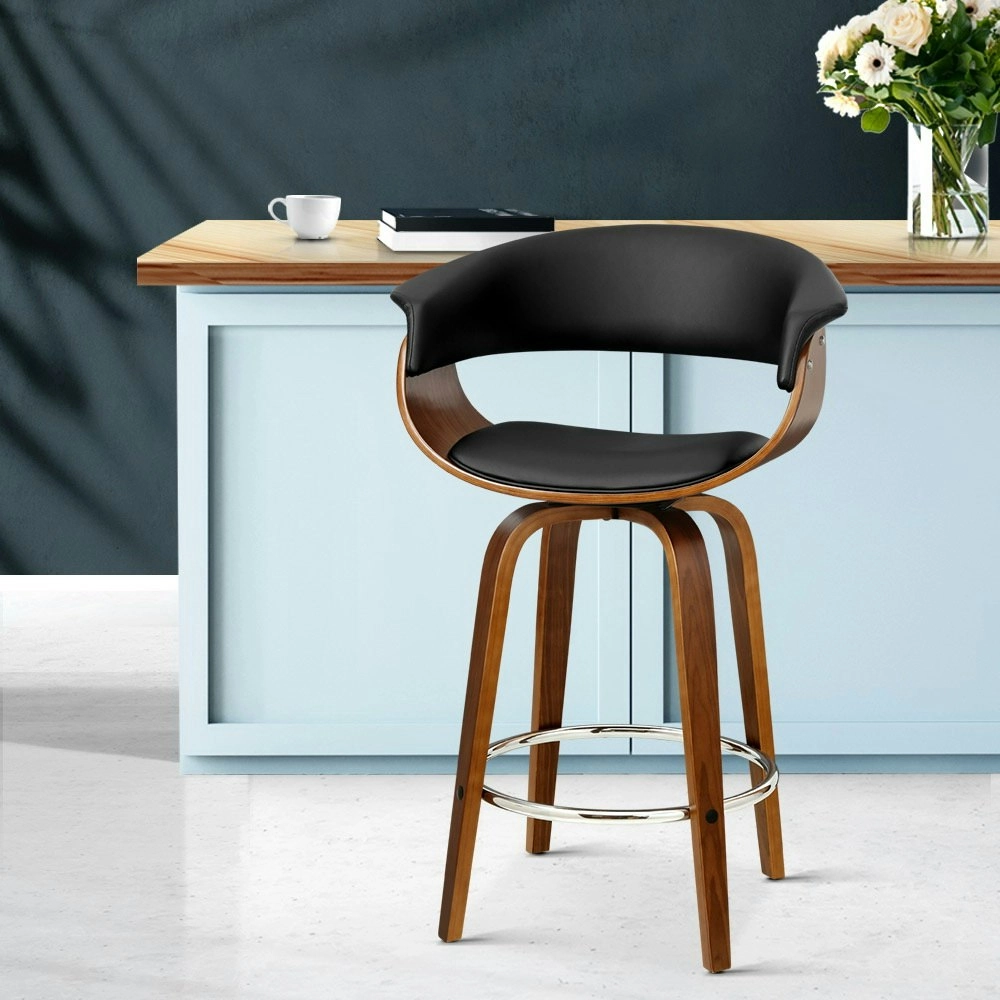 Artiss Bar Stools Swivel PU Seat Wooden