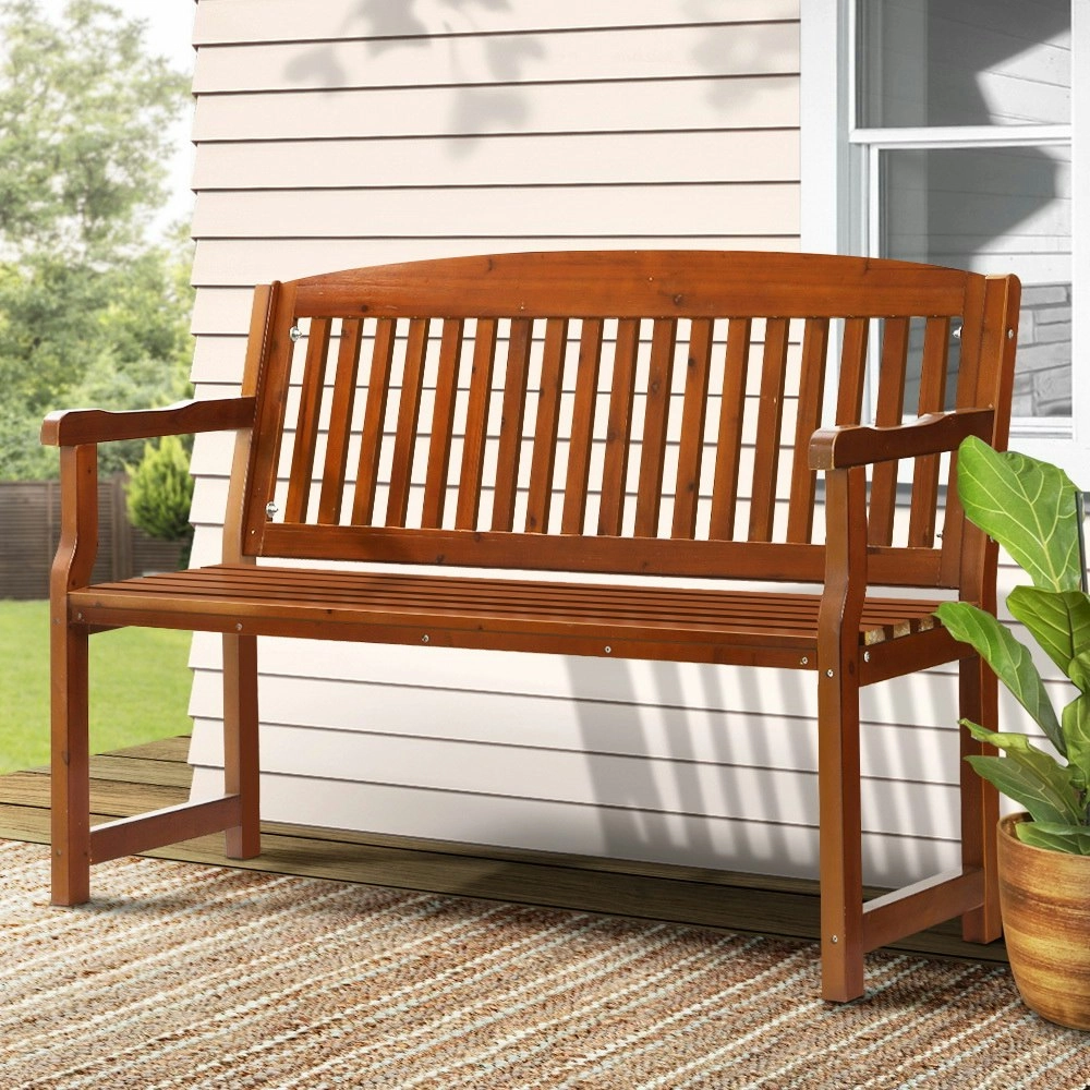 Gardeon Outdoor Garden Bench Wooden 2 Seater Lounge Chair Patio Furniture Brown