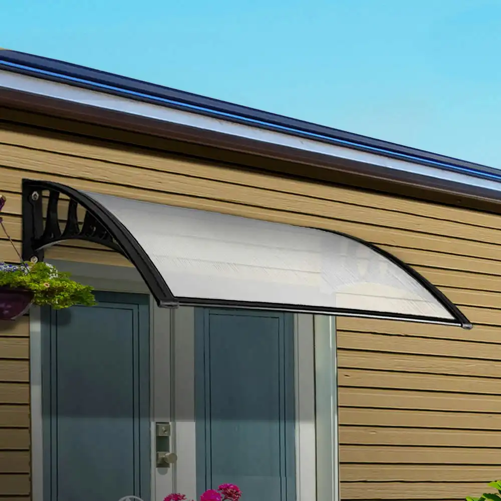 Instahut Window Door Awning 1mx1m Transparent Hollow Sheet Plastic Frame