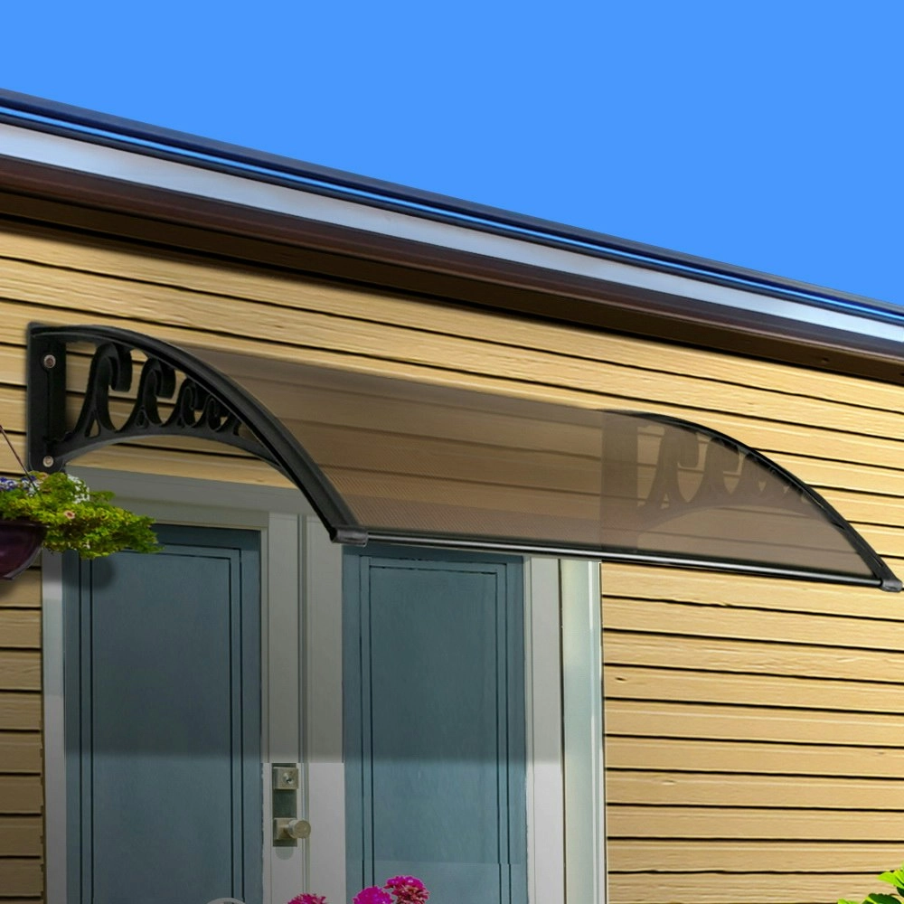 Instahut Window Door Awning? 1mx1.2m Brown Hollow Sheet Plastic Frame