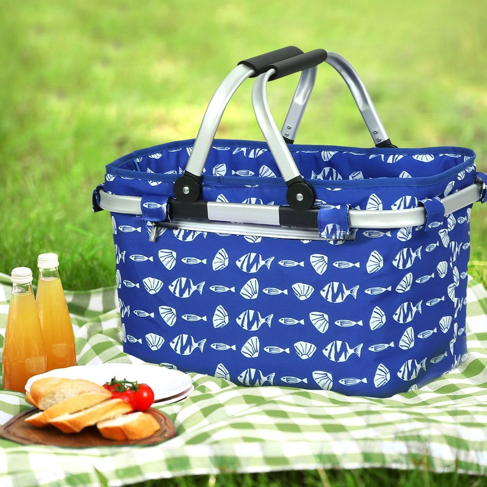 Alfresco Picnic Basket Folding Bag Hamper Food Insulated Storage