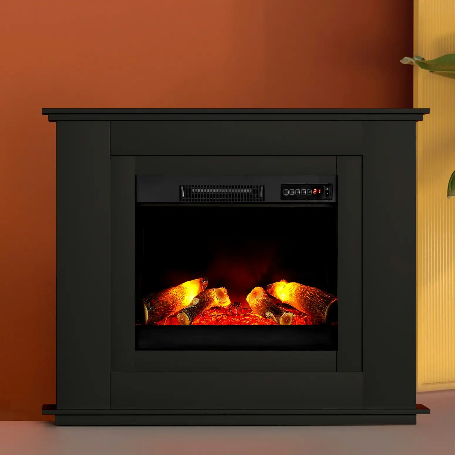 Devanti Electric Fireplace Heater 2000W Black