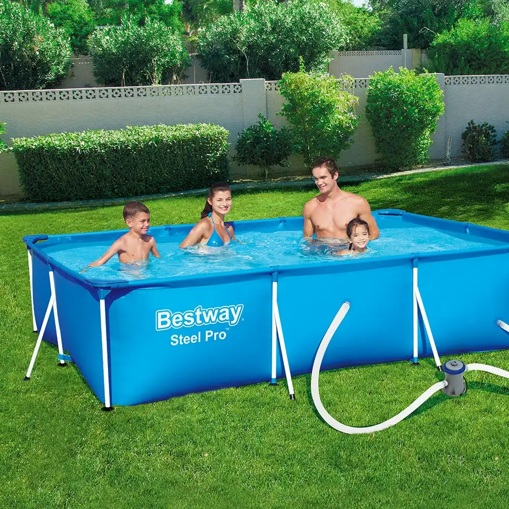 Bestway Swimming Pool 300x201x66cm Steel Frame Above Ground Pools w/ Filter Pump 3300L