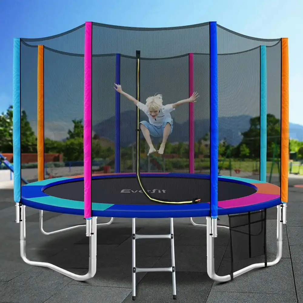 Everfit 12FT Trampoline for Kids w/ Ladder Enclosure Safety Net Pad Gift Round