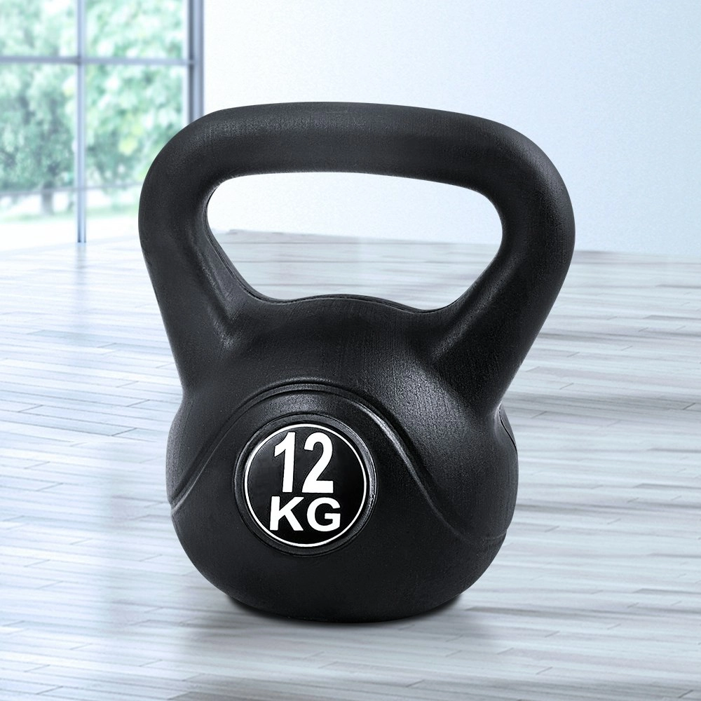 Everfit 12kg Kettlebell Set Weight Lifting Bench Dumbbells Kettle Bell Gym Home