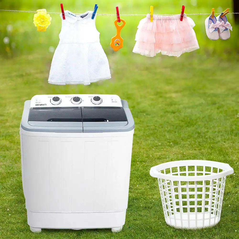 Devanti Portable Washing Machine Twin Tub 5KG White