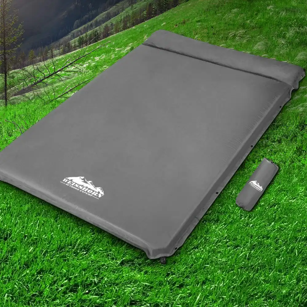 Weisshorn Self Inflating Mattress Camping Sleeping Mat Air Bed Pad Double Grey