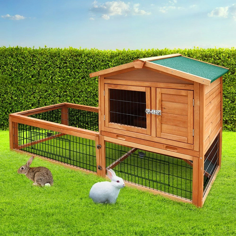 i.Pet Chicken Coop 155cm x 49cm x 90cm Rabbit Hutch Large Run Wooden Cage House Outdoor