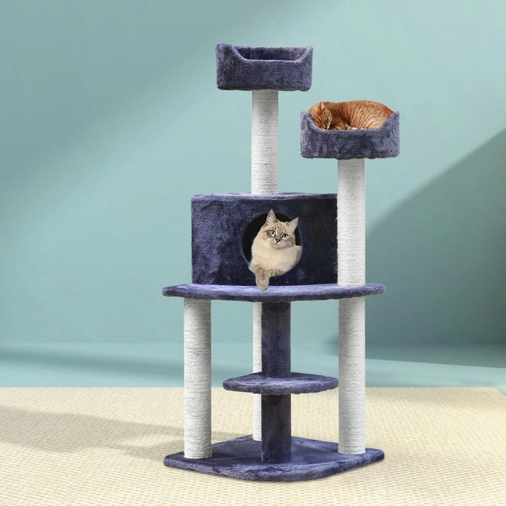 i.Pet Cat Tree 126cm Tower Scratching Post Scratcher Condo Trees House Grey